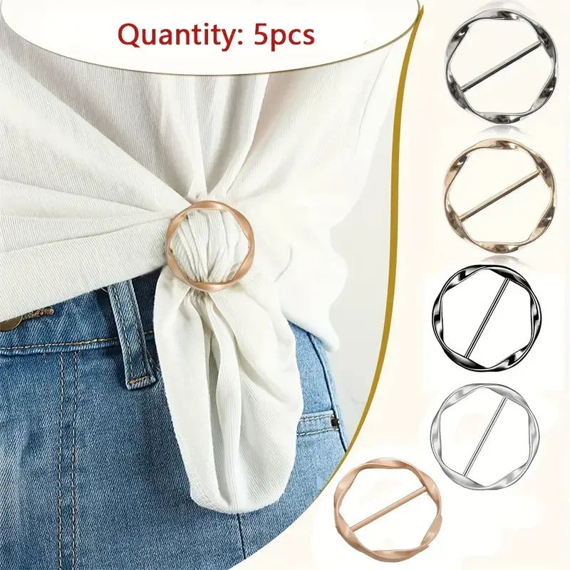 5pcs/set Multipurpose Shirt Ring Belt Buckle Belt and Scarf Adjuster Slim Belt fashion Accessories Scarf Buckle