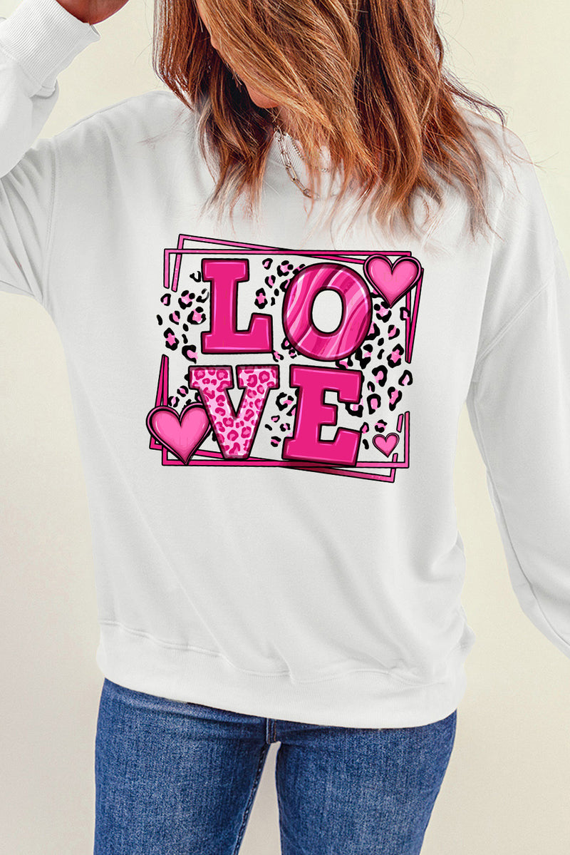 Beige Sweet LOVE Valentines Graphic Sweatshirt