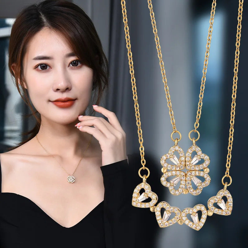 2022 Classic Fashion Ladies Love Clover Pendant Necklace Exquisite Micro-Inlaid Lucky Jewelry Girls Anniversary Wedding Gift