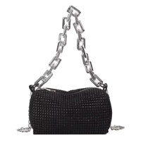 Allover Rhinestone Bucket Bag, Glitter Chain Prom Purse, Women's Mini Crossbody Bag (6.3*3.54) Inch