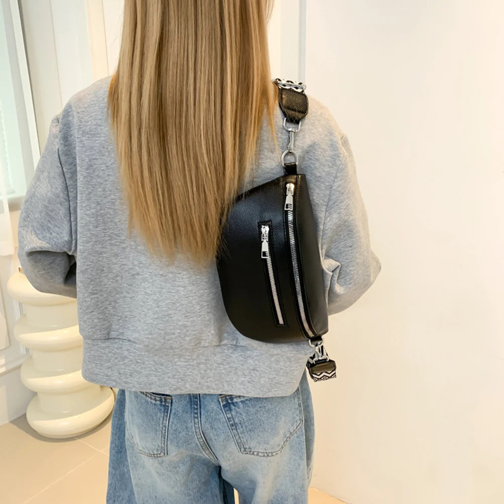 PU Leather Retro Banana Bag Women Chest Bag Waist Fanny Pack Sling Crossbody Shoulder Bag Chest Bum Belt Bag Half Moon Hobo Bag