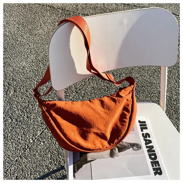 Casual Nylon Hobos Crossbody Bag for Women Shoulder Bag Woman Half Moon Chest Bags Tote Lady Travel Shopper Bag Female Purses