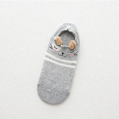 Kawaii Harajuku Cartoon Women Socks Cotton Invisible Sock Cute Animal Stereo Ear Girl Ankle Funny Breathable Socks Calcetines