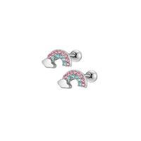 1/ 6 Pairs Hypoallergenic Screwback Earrings for Women Girls, 316L Stainless Steel Cute CZ Screw Back Earring Studs Set 20G