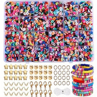 14400/4200/2400pcs Assorted Polymer Clay Beads Kit for DIY Jewelry Making - Handmade Craft for Bracelet, Necklace, Earrings