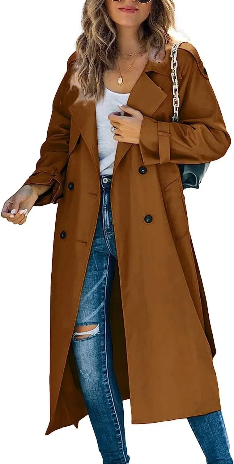 Independent Station Cross-Border European and American Women's Winter and Autumn Coat Jacket Overcoat Plus Size Trench Co