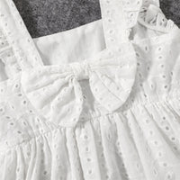 PatPat 100% Cotton Family Matching Outfits White Hollow-Out Floral Embroidered Ruffle Sleeveless Dress for Mom and Me Dresses