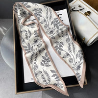 Fashion Print Hair Ribbon Scarf Women Neck Tie Bag Silk Skinny Headscarves Ladies Foulard Floral Bands 2024 New