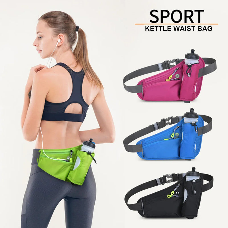 Running Waist Bags Water Bottle Holder Hydration Belt Bag Men Women Sports Fanny Pack Gym Running Cell Phone Jogging Cycling Bag