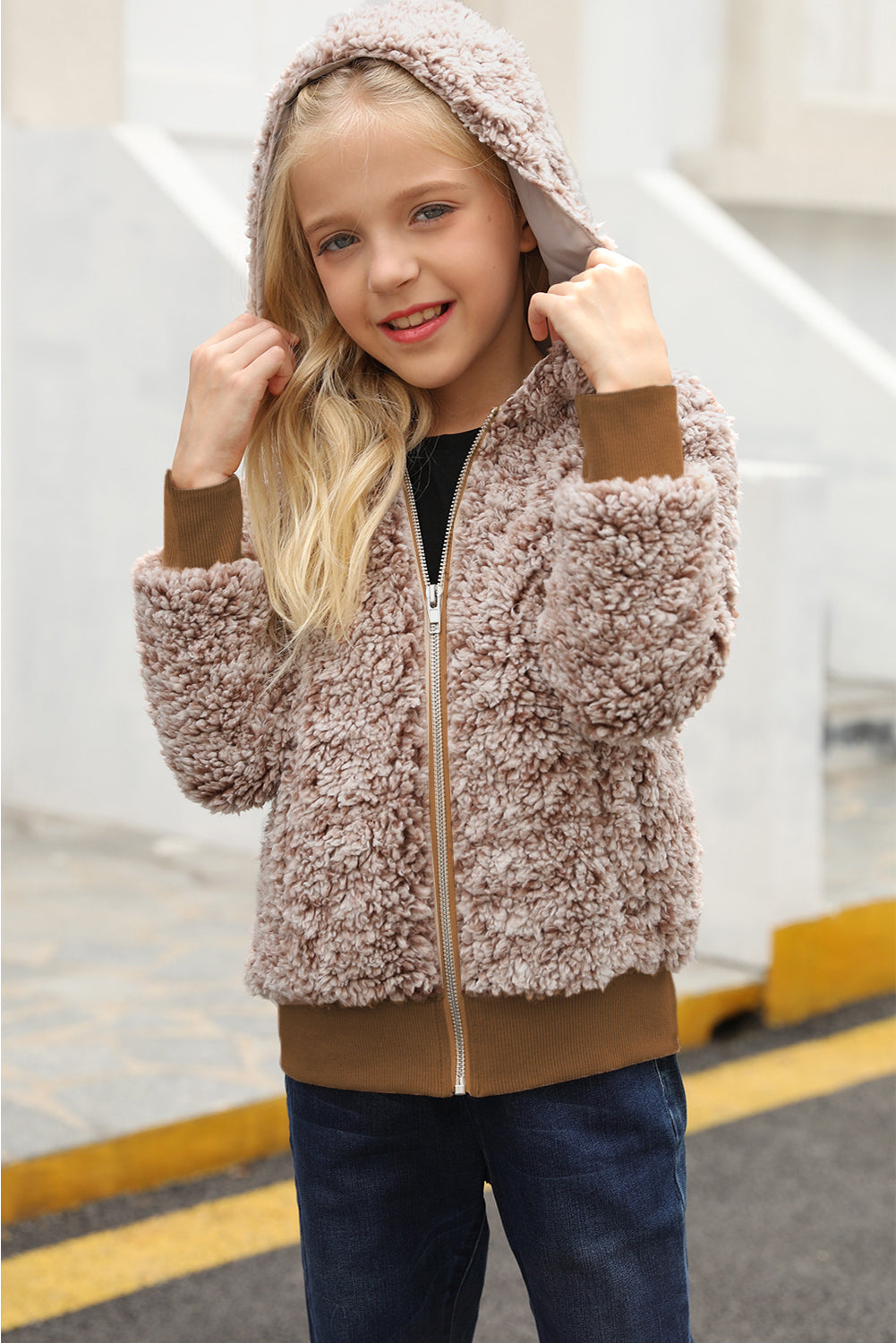 Black Girls' Faux Fur Bomber Jacket