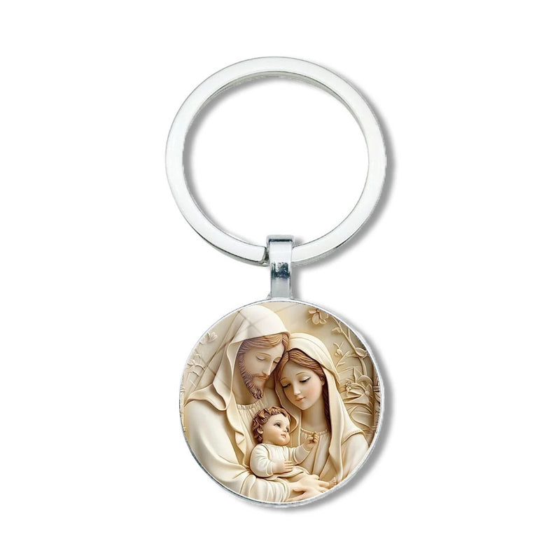 1pc Retro Virgin Mary Alloy Keychain - Religious Time Gem Pendant Suitable for Car Keys and Backpack Pendant Gift