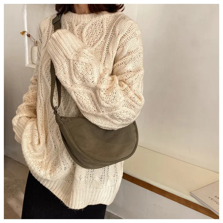 Casual Nylon Hobos Crossbody Bag for Women Shoulder Bag Woman Half Moon Chest Bags Tote Lady Travel Shopper Bag Female Purses