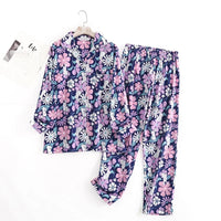 Cotton Flannel Women's Long Pants Pajamas Sets for Sleepwear Plaid Design Loose Autumn and Winter Long Sleeve Trouser Suits