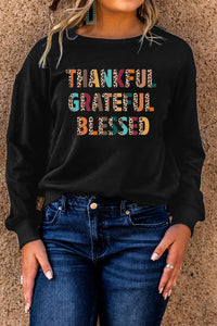 Black Leopard TANKFUL GRATEFUL BLESSED Graphic Sweatshirt