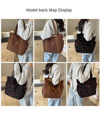 Fresh Sweet Girl Handbag Fashionable High end Corduroy Printed Shoulder Bag Leisure Shopping Commuter Women's Underarm Bag