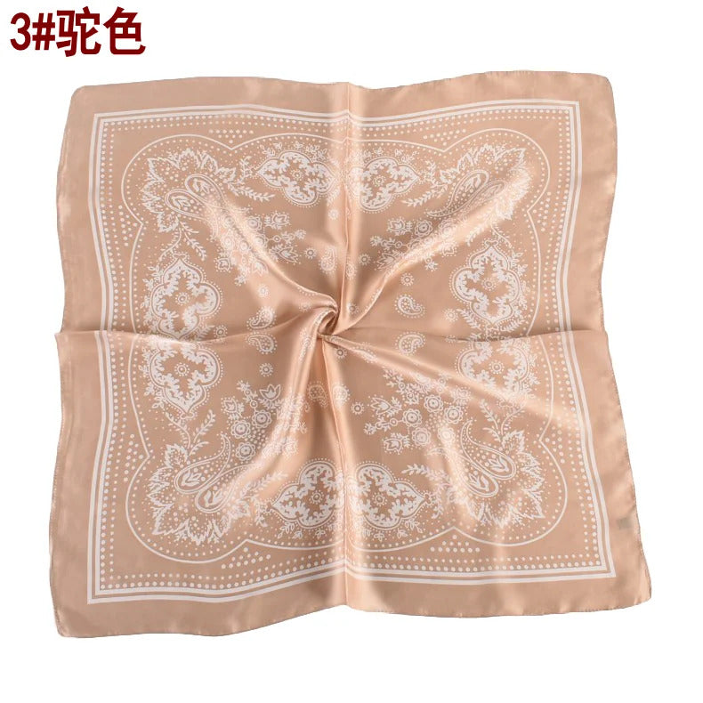 European and American Hot Sale Vintage Paisley Small Cashew Flower 70*70 Satin Square Silk Scarf