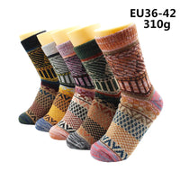 5 Pairs Winter Warmer Women Thicken Thermal Wool Cashmere Snow Socks Fashion Casual Euramerican National Wool Socks for Women