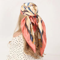 90*90cm Silk Scarf Scarftop Headwraps Women Four Seasons Hair Scarve Hijab Foulard Iuxe Bandana Femme Headscarf