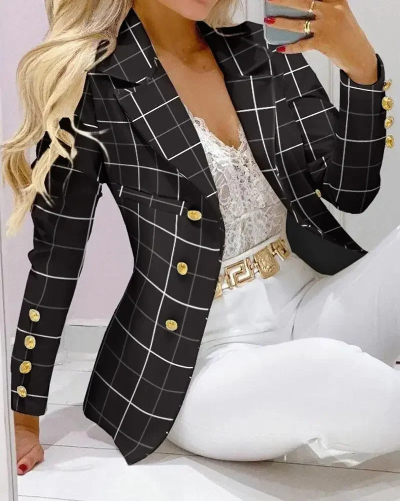 New 2025 Formal Office Pant Sets Women 2PCS Double Breasted Solid Blazers Jacket and Pants Two Pieces Set Female Pant Suits Sets