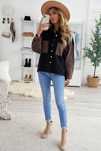 White Contrast Leopard Denim Jacket