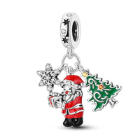 Sparkling 925 Sterling Silver Christmas Carousel & Santa Claus Charm Fit Original Bracelet Women Christmas Gift Jewelry Making