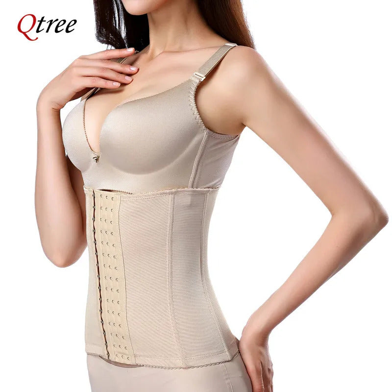 Qtree Dress Slimming Waist Trainer Belt Shapewear Women Belly Cincher Body Shaper Fat Compression Strap Girdles Firm Hook Corset