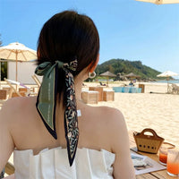 New silk scarf women's autumn versatile long hairband ribbon tie bag with small fragrance fashion scarf flower streamer