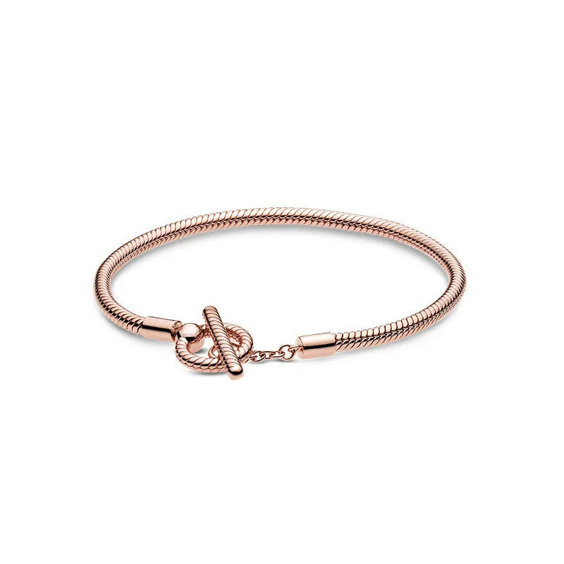 New Classics Rose Gold Love zircon Clip Bracelet Special Original Serpentine Bead Pendant Charm Jewelry Accessories