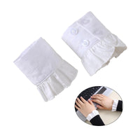 Women Fake Arm Sleeves with Short Tassels White and Black Pleated Cuff Beautiful Lace Accessories Outdoor Embellishments