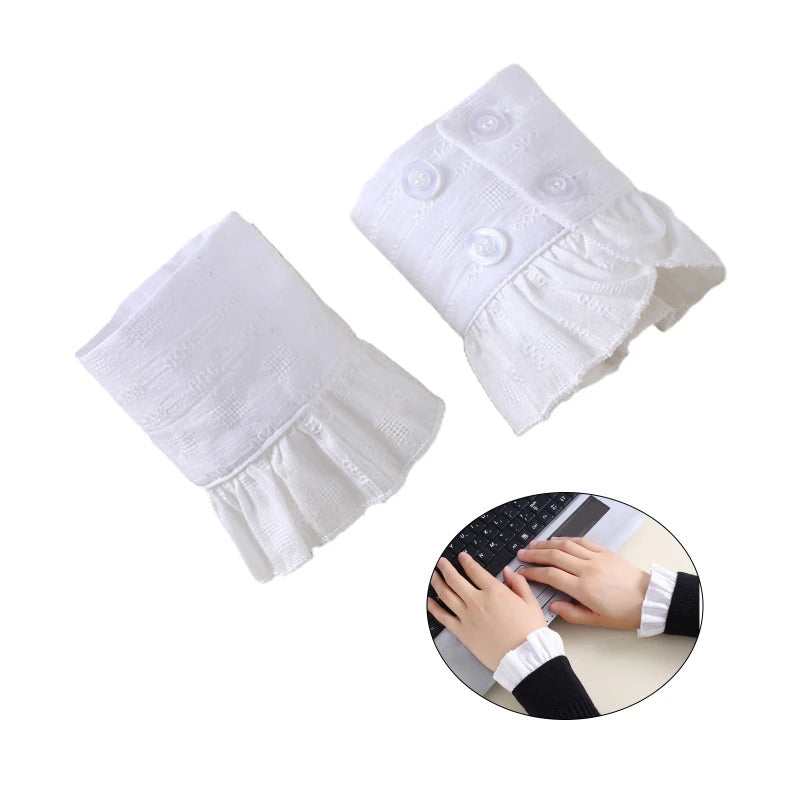 Women Fake Arm Sleeves with Short Tassels White and Black Pleated Cuff Beautiful Lace Accessories Outdoor Embellishments