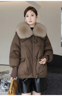 Women's Cotton Coat,Spliced Jacket,Korean Parkas,Female Clothing,Fur Collar,Winter,New