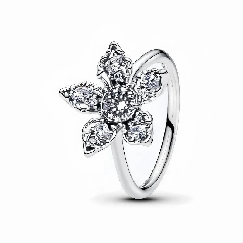 925 Sterling Silver Christmas Series Love Butterfly Skull Five Pointed Star Zircon Inlay Fashionable Temperament Ring