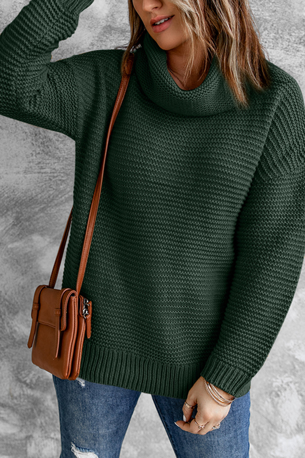 Sage Green Cozy Long Sleeves Turtleneck Sweater