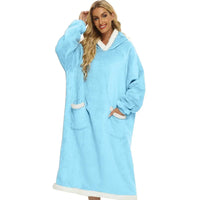 2024 Winter Mint Green Blanket Extended Vertical Pocket Lazy Quilt Flannel Wool TV TV Blanket Soft Warm Comfortable Robes