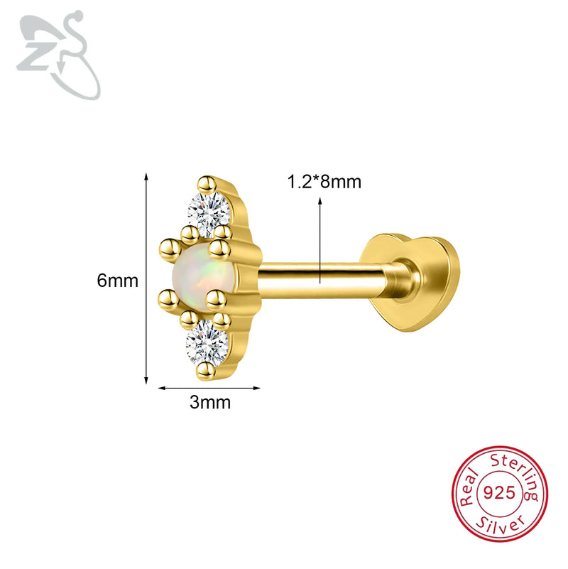 ZS 1PC 925 Sterling Silver Lip Ring Gold Color Labret Lip Stud Snake Cross Star Lip Piercing for Women Men 16G Cartilage Earring