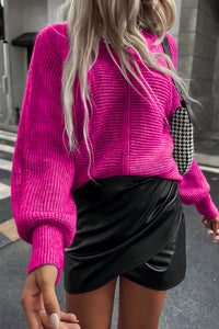 Rose Rib Knit Batwing Sleeve Sweater