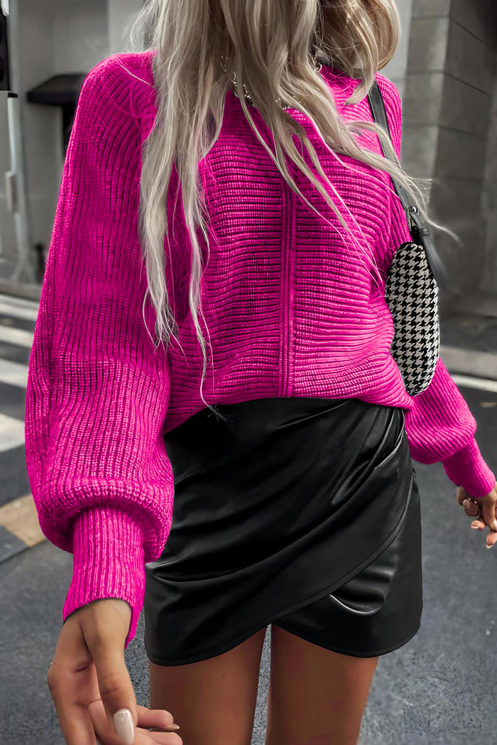 Rose Rib Knit Batwing Sleeve Sweater