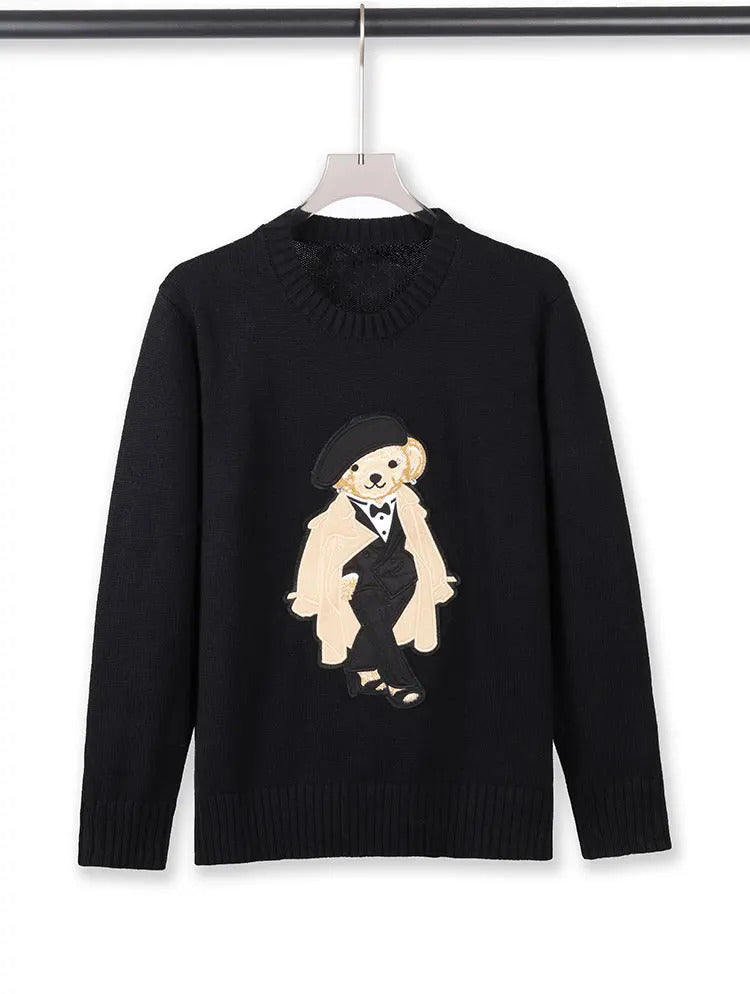 Luxury Brand Patch Bear Knit Sweater Women Autumn Winter Long Sleeve Loose Lauren Pullover Top Cashmere RL Knitwear Coat Clothes