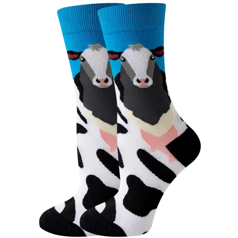 New Fashion Colorful Funny Happy Casual Women Socks Dress Harajuku Cute Animal Cartoon Men's Socks