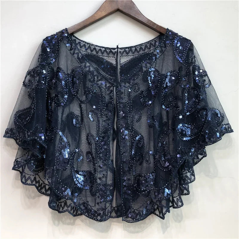 Sequins Coat Poncho Women Scarf Outfits Black Cape Ladies Scarves Party Outerwear Shawls Casaco Wraps Woman Clothes Robe Mujer