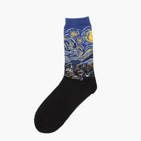 Autumn winter Retro Women Art Van Gogh Mural World Famous Oil Painting Series Men Socks Funny Socks