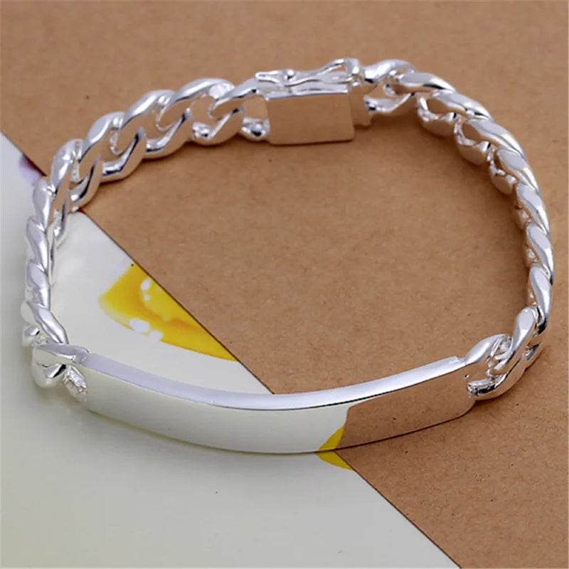 925 Sterling Silver Exquisite Solid Chain Bracelet Fashion Charm Women Men Solid Wedding Cute Simple Models Jewelry