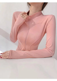 2024 Sun Quick Drying Sports Coat Women's Tight Top Yoga Jacket Long Sleeve Zipper Jacket Running Fitness Women's Jacket S-3XL