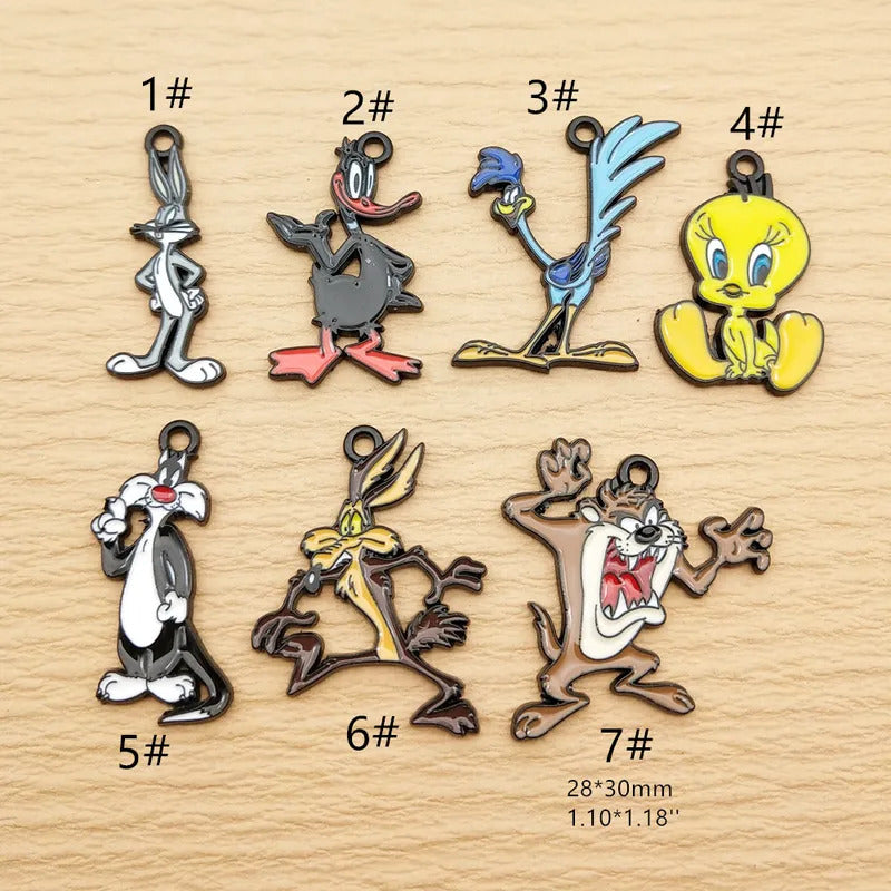 10pcs Anime Cartoon Charm for Jewelry Making Necklace Earring Keychain Phone Pendant Diy Accessories Alloy Metal Black Plated