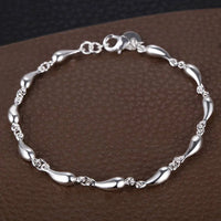 925 Sterling Silver Rose Flowe Bracelet Nice Snake Chain High Quality For Women Men Fashion Jewelry Wedding Engagement Party