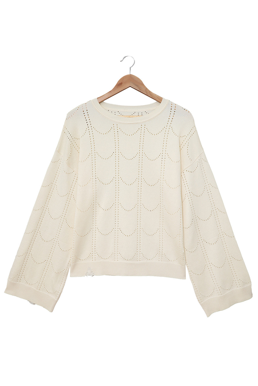 Beige Flare Sleeve Texture Knit Sweater