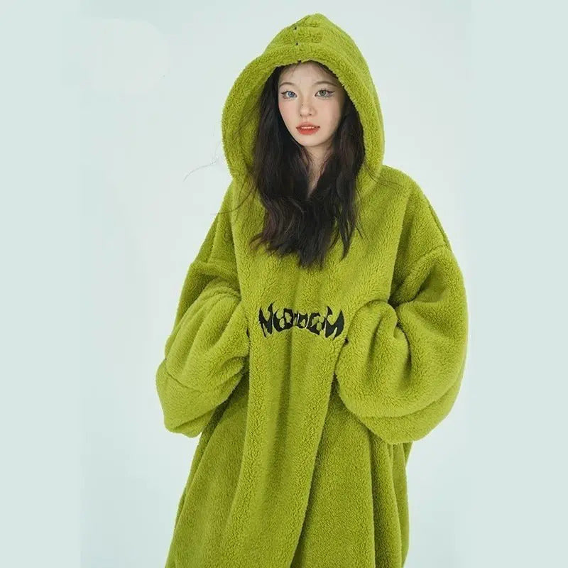 Robe for Women Sleepwear Winter Nightdress Night Wears Warm Pajama One Piece Nightgown Hooded Sleeping Homewear Kawaii Loose