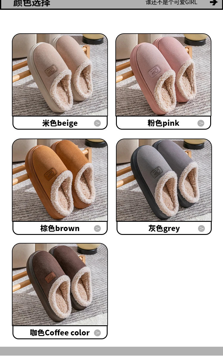 Cotton sandals for women, thick sole, non-slip and warm 2024 new winter indoor home plush cotton slippers for men