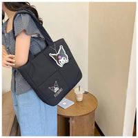 2024 New Sanrio Handbag Cartoon Cute Down Fabric Kuromi Tote Bag Shoulder Pacha Dog Cute Stationery Bag Large Capacity Handbag