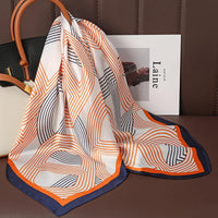 Luxury Print Satin Silk Square Scarf for Women Shawl Hijab Neckerchief Female Hair Ribbon Headband Fashion Wrap Bandana 2023 New